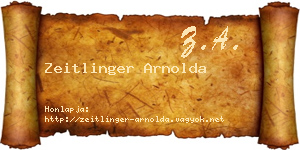 Zeitlinger Arnolda névjegykártya